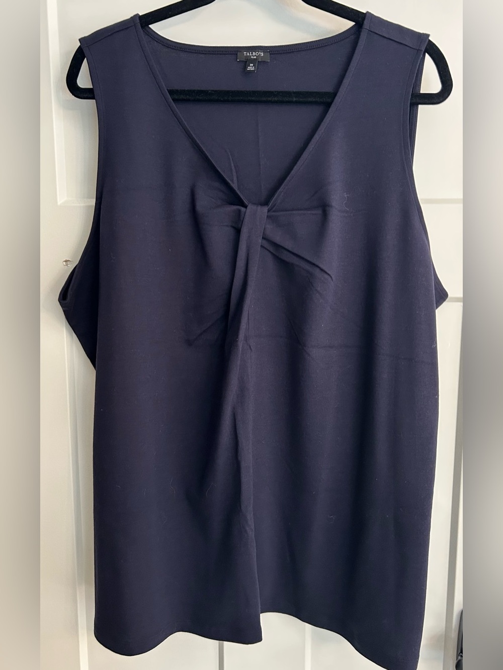 Talbots *NWOT* Dark Navy Sleeveless V-Neck Knot Front Tank Size 3X 100% Cotton